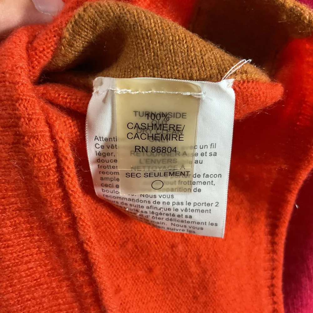 Magaschoni Womens Large 100% Cashmere Sweater Dress Pink Orange Colorblock L